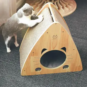 

Cat nest net red dog nest solid wood closed triangle nest winter warm cat scratching board grinding claw four seasons universal