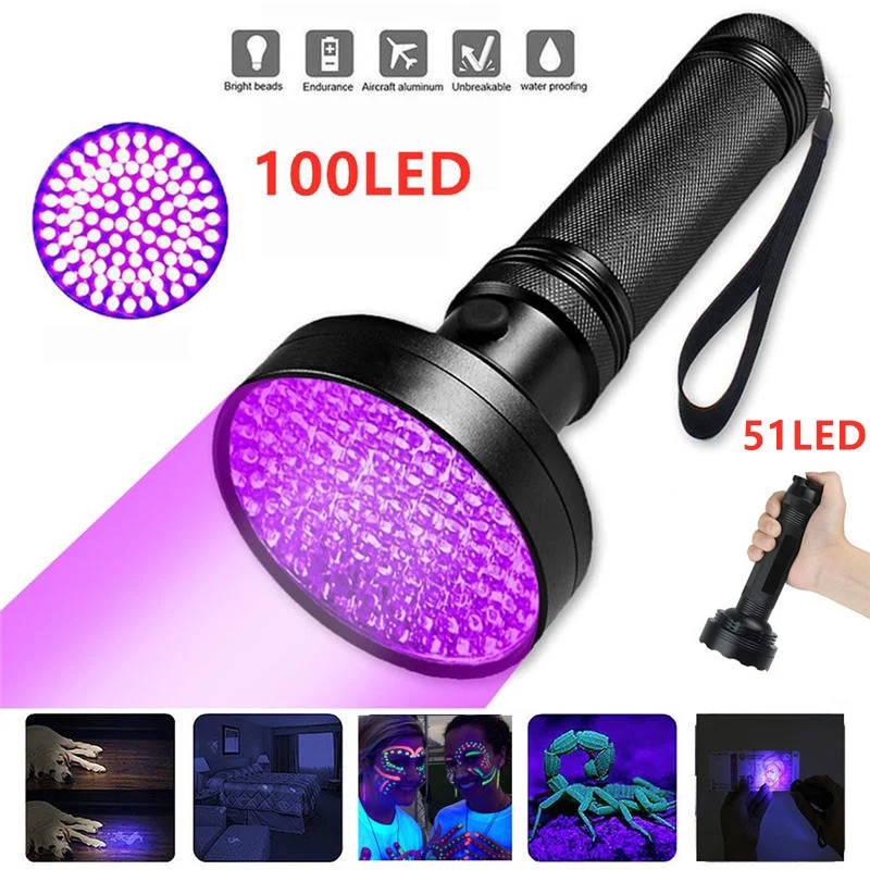 51/100 LED 395 нм УФ-вспышка черный свет высокое качество Ультрафиолетовый светильник
