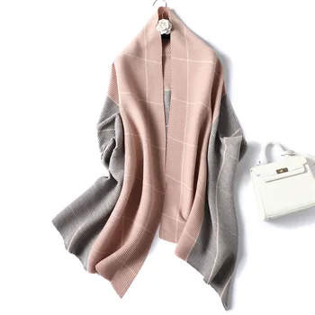 

Winter Silk Scarves Cashmere Women Medium Length Cape Ladies Twill Plaid Shawl Wrap Muffler Fashion Warm Wild Professional Scarf