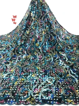 

Fashionable African lace fabric with sequins 2020 new French Nigeria mesh lace fabric, suitable for bride sewing FJ3582