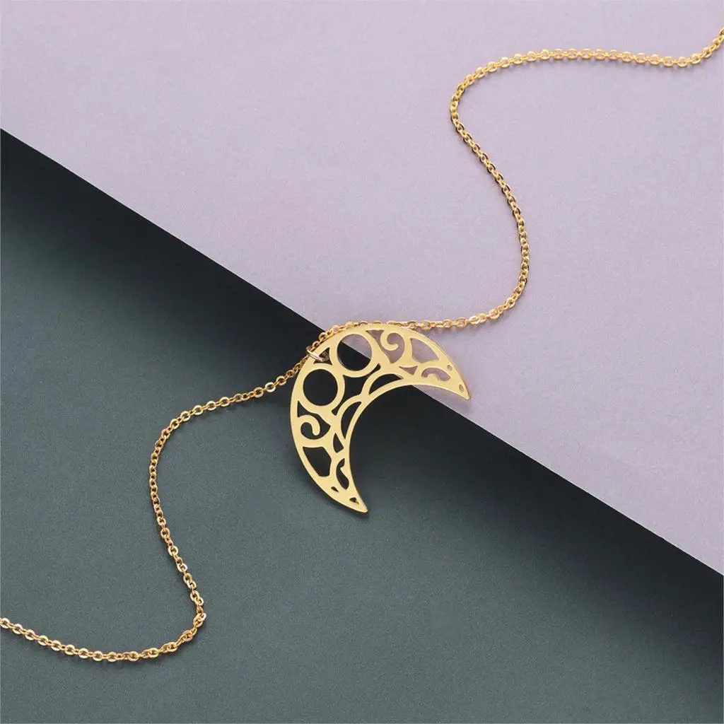 Женское ожерелье с полумесяцем Kinitial из нержавеющей стали модная подвеска в виде