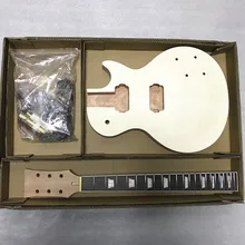 Незавершенный твердый корпус из красного дерева DIY LP электрогитара наборы со всеми Hardwares