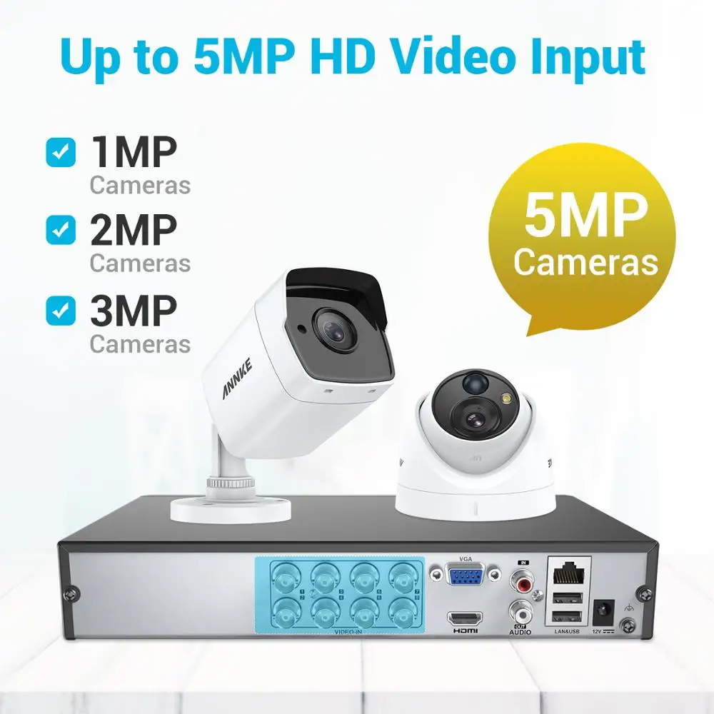 ANNKE 8CH 5MP камера безопасности системы 5MP Lite 5в1 H.265+ DVR с 8 шт. 5MP всепогодный HD EXIR наружного наблюдения CCTV комплект