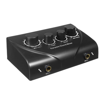

Professional Mini Karae Audio Mixer Dual Mic Inputs with Cable for Stage Home KTV Home Theater Amplifiers