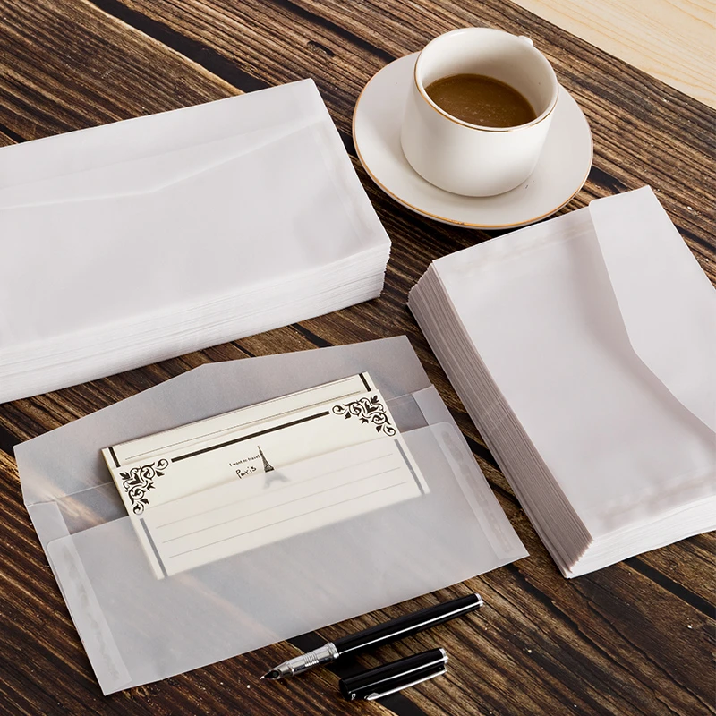 20PCS/Lot Semi-transparent Sulfuric Acid Paper Envelopes For DIY Postcard Card Storage Wedding Invitation Gift Packing