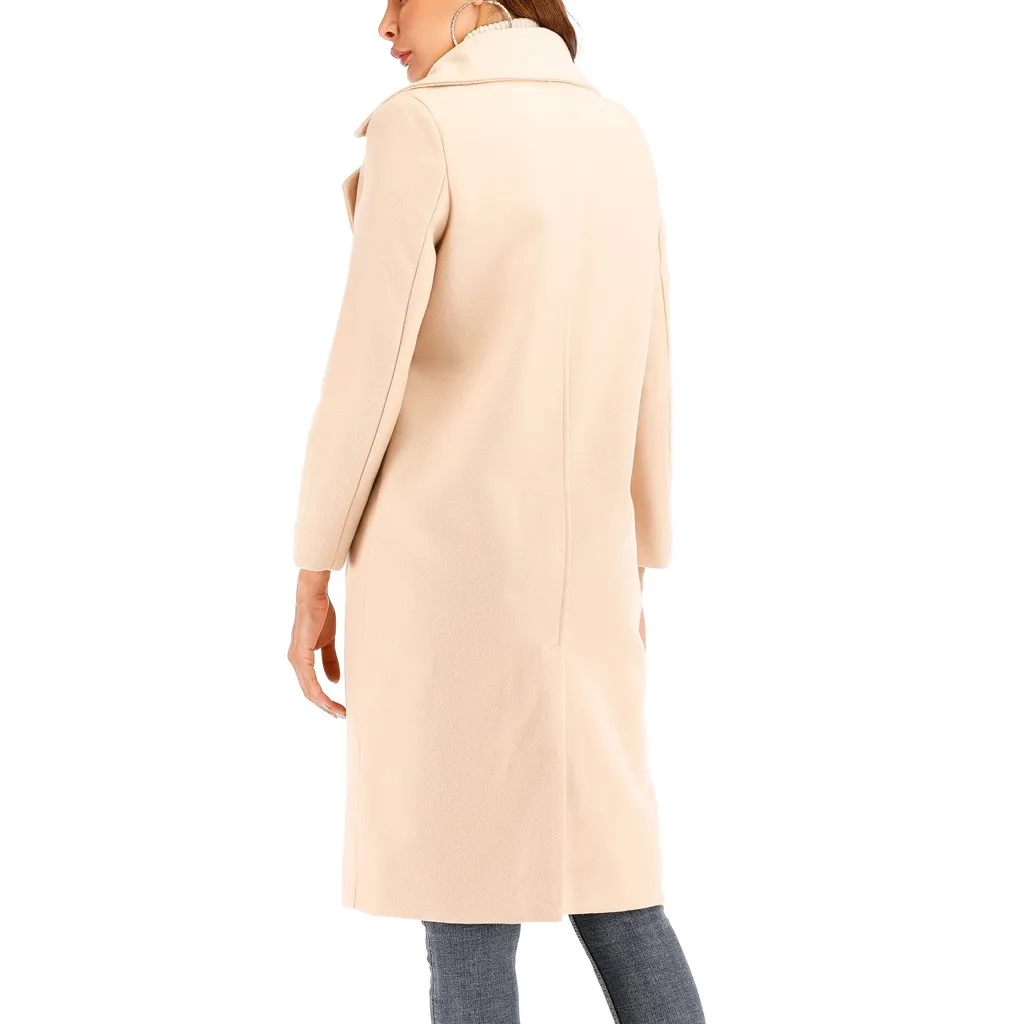 2019 Новая Осенняя шерстяная куртка Корейская одежда женская зимняя куртка женская однотонная уличная одежда женское длинное пальто