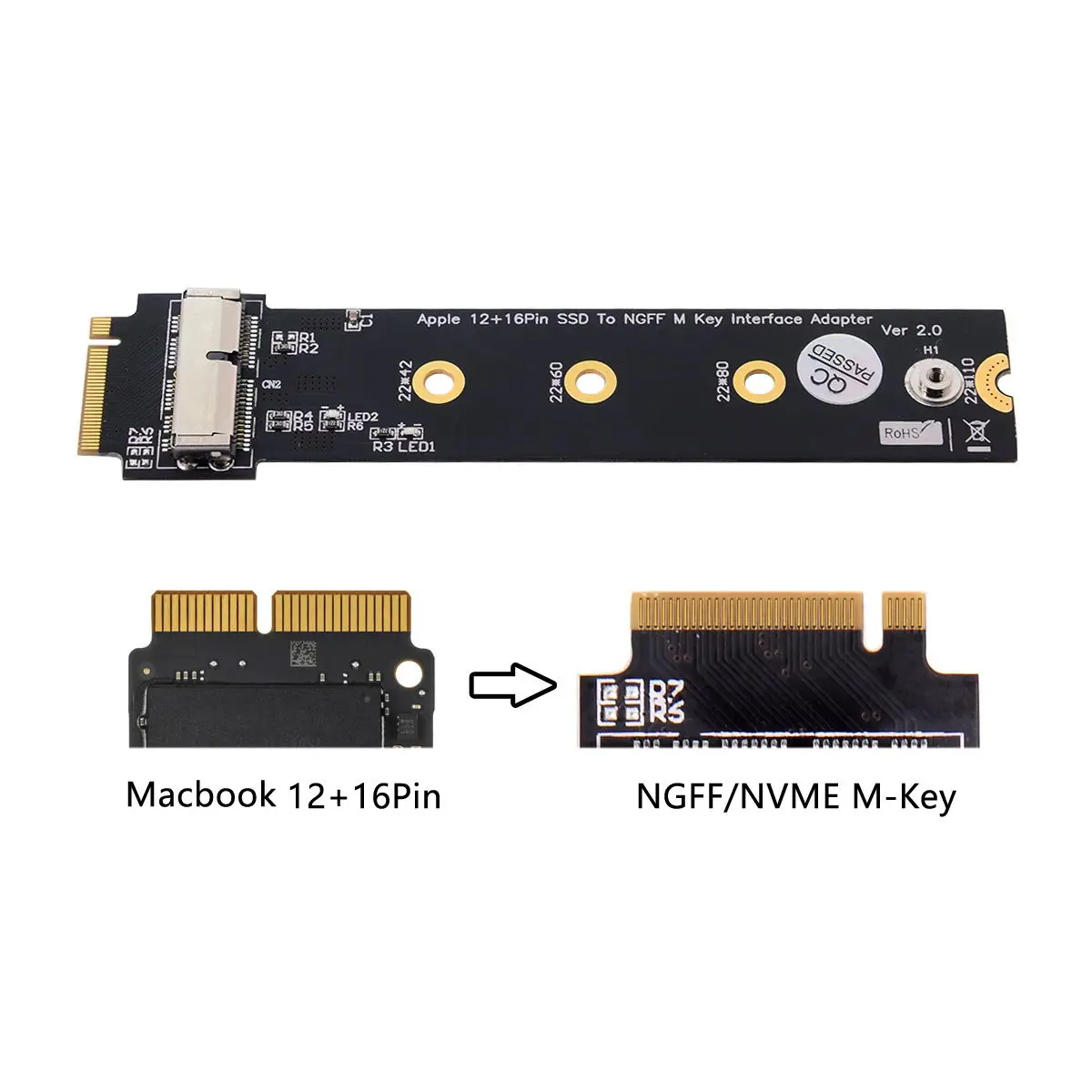 NVME M.2 NGFF M-Key для 12+ 16Pin SSD для 2013 Macbook SSD