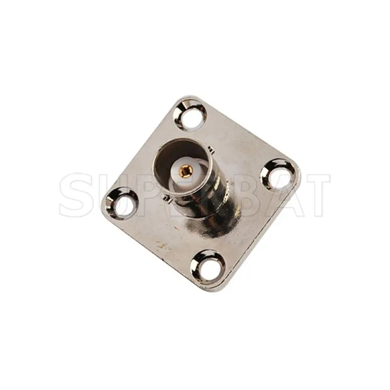 Superbat 10pcs BNC Female 4 Hole Panel Mount Straight Solder Cup Wide Flange RF Coaxial Cable Connectors