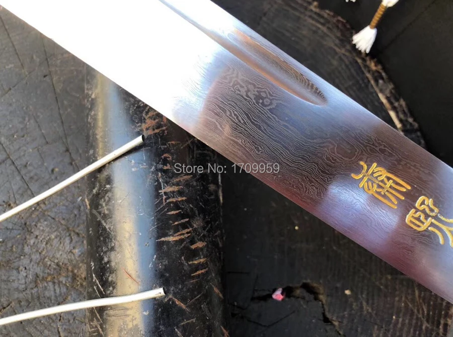 Strong Metal Handle KungFu Broadsword Sword WuShu Da Dao Sharp Damascus Steel Chinese Qing Dynasty Saber Battle Broad Knife