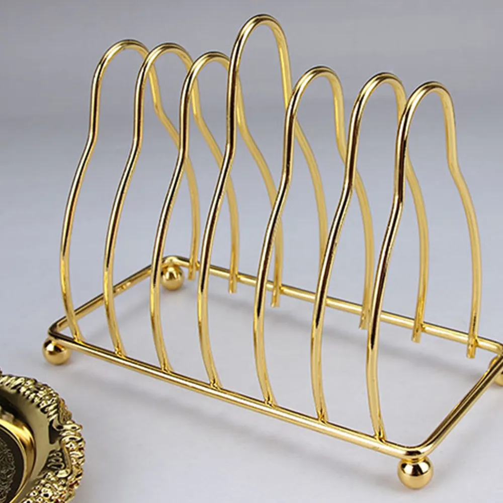 6Pcs/set Golden Classical Palace Coasters With Decorative Rack Non-Slip Metal Cup Mats For Kitchen Coffee Table Decoration