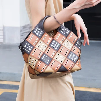

Cobbler Legend Vintage Women Handbag Rivet Leather Bags Fashion Luxury Tote Designer Shoulder/Crossbody/Messenger Lady Pouch
