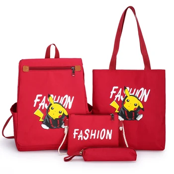 

2020 4Pcs/set Backpacks Women Canvas School Bags For Teenager Girls School Laptop Backpacks College Travel BookBags Students