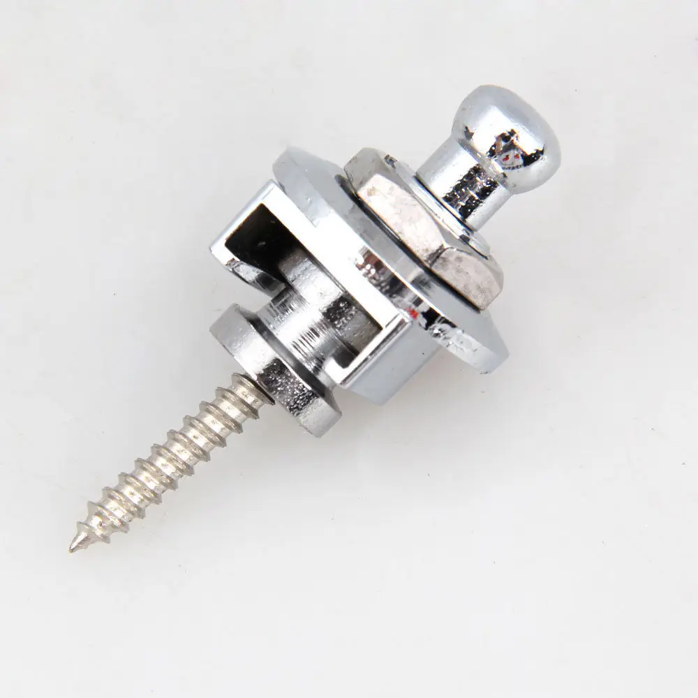 2x 2x Electric Bass Guitar Round Head Skidproof Strap Locks StrapLocks Silver