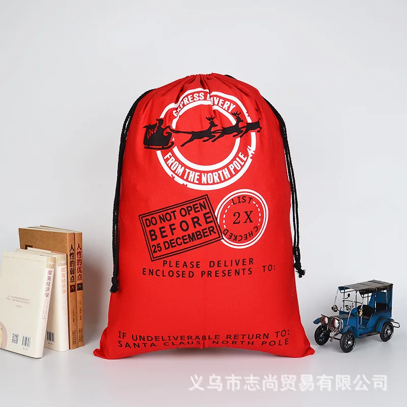 

Red Elk New Style Christmas Gift Bag Supply Cotton Canvas Bag Printed Customizable