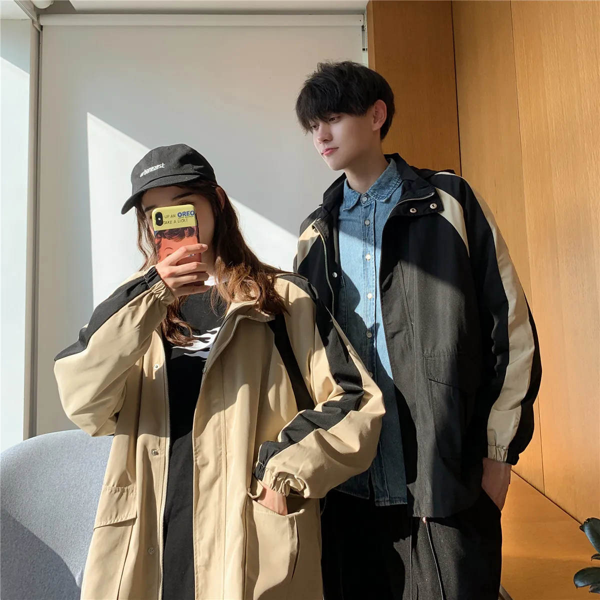 

Tone-on-Tone Workwear Couples Coat 2019 Autumn Popular Korean-style Loose-Fit Hooded Jacket Men's Casual Tops