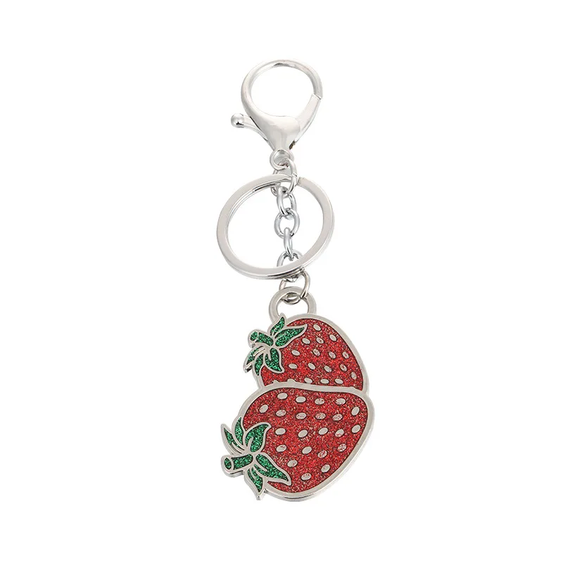 Strawberry По DHL 100 шт./лот милый металлический фрукт арбуз ананас клубника брелоки фрукты для подарков - Цвет: Strawberry