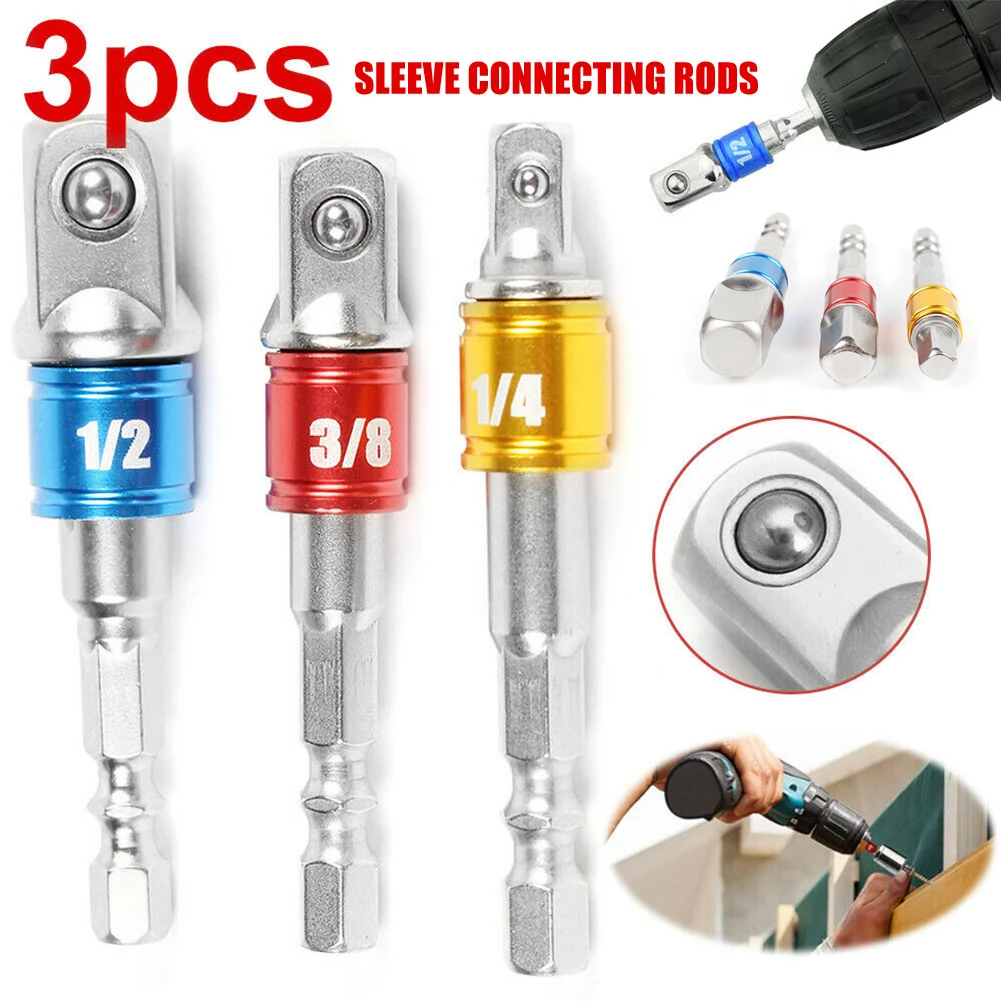 

3pcs Hex Drill Bit Socket Adapter Drive Electric Impact Driver 3 Size High Carbon Steel Drill Bit Socket Adapter-30