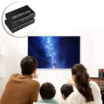

2X2 Matrix Switcher 4K 60Hz, Support HDCP 1.4 IR Remote Control HDMI Switch 2 in 2 Out HDMI Matrix Switch(EU Plug)