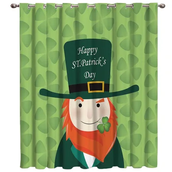 

Saint Patrick'S Day Lovely Elves And Clover Room Curtains Large Window Window Curtains Dark Living Room Bathroom Blackout Out