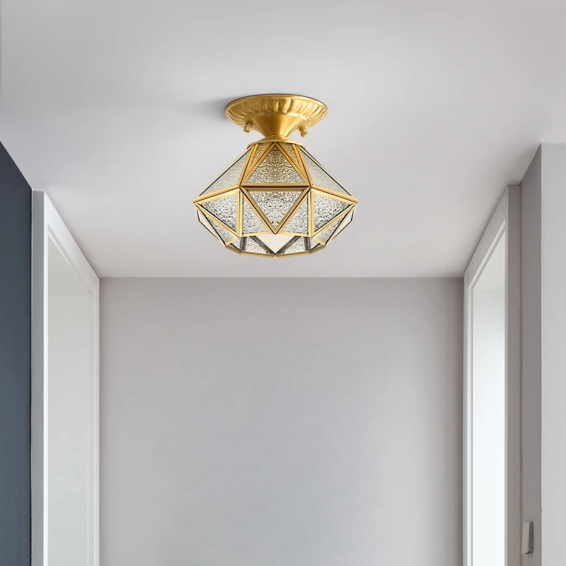 

Креативная американская потолочная лампа для коридора, коридора, медная потолочная лампа, простая лампа для входа, крыльца, балкона, гардеробной