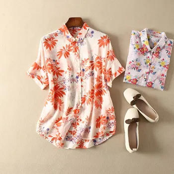 

Women Shirt Light and Breathable Loose Printed Female Short-sleeved Shirt Two Colors