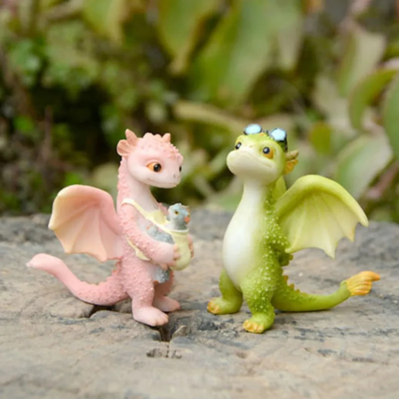 

Fantasy Mini Figure Fairy Garden Green Rex Dragon Creative Cute Cartoon Dragon Decoration Dinosaur Doll Resin Simulation Animal