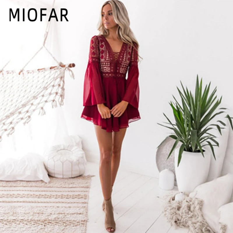 MIOFAR Повседневная модная дамская уличная короткое белое кружевное платье с