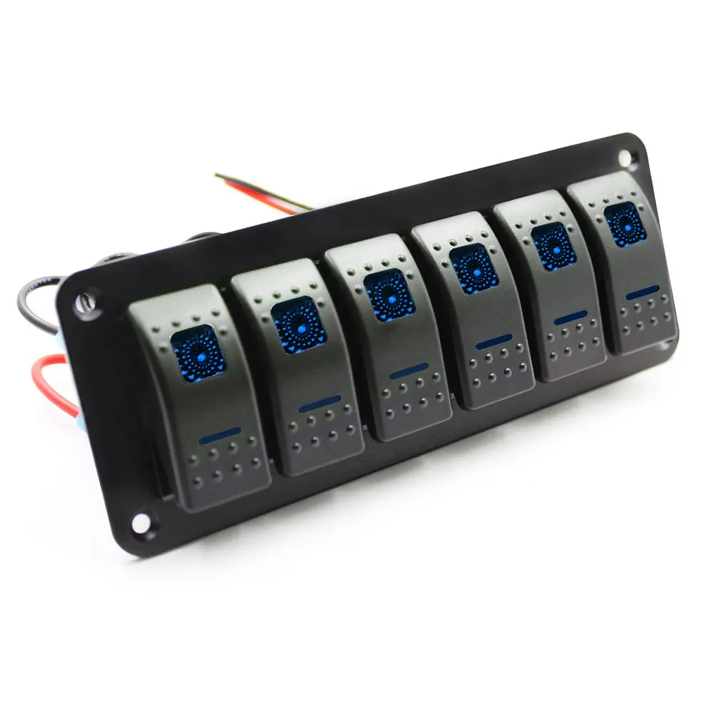 Vehemo, 6 комплектов автомобилей, переключатель для автомобиля, панель для грузовика, универсальная лодка, караван, тумблер, светодиодный выключатель, RV, автомобильные аксессуары - Цвет: Синий