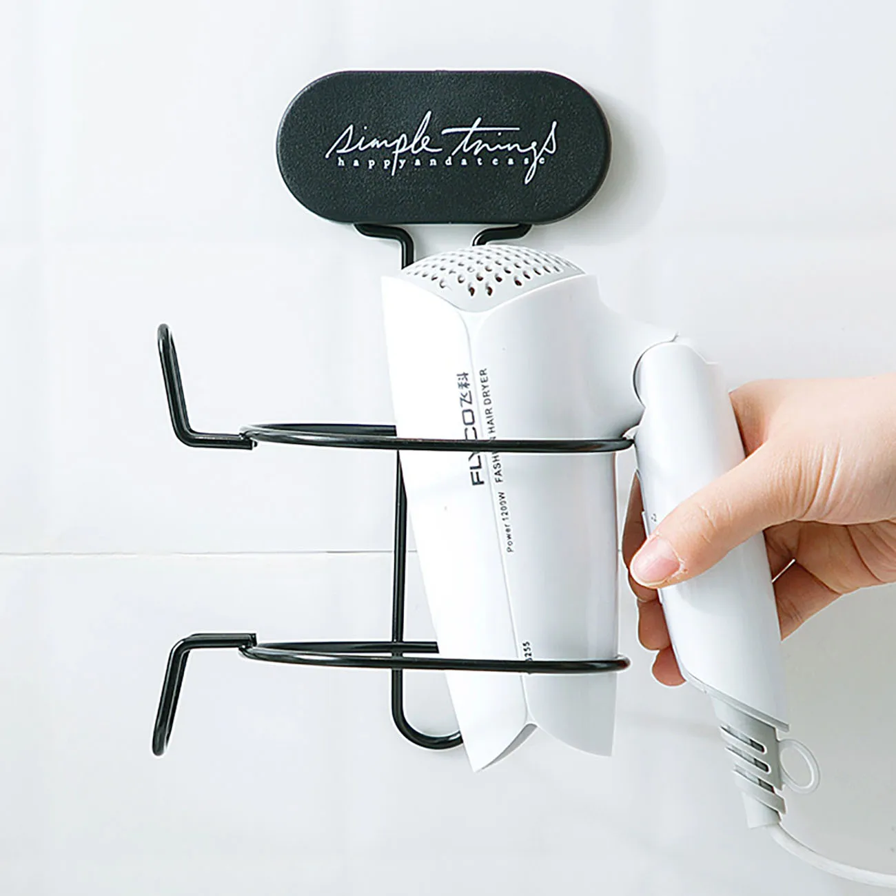 Wall Mount Hair Dryer Holder Straightener Curling Iron Storage