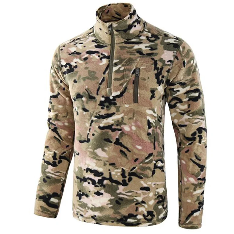 Hiking Jackets Softshell Jackets Polar Fleece Jacket Outdoor Fleece Thermal Jackets Militarmy Camouflage Tactical Hiking Sportwear Outerwear Windproof Camping Hunting Clothing
