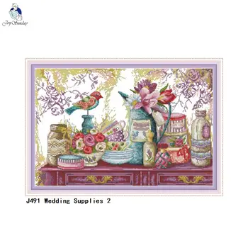 

Wedding Supplies Patterns DIY Handmade DMC Cross Stitch kit Precise Printed 14ct 11ct Embroidery Needlework Crafts