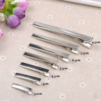 

50 Pcs 32mm/35mm/40mm/45mm Silver Flat Metal Single Prong Alligator Hair Clips Barrette For Bows DIY Accessories Hairpins