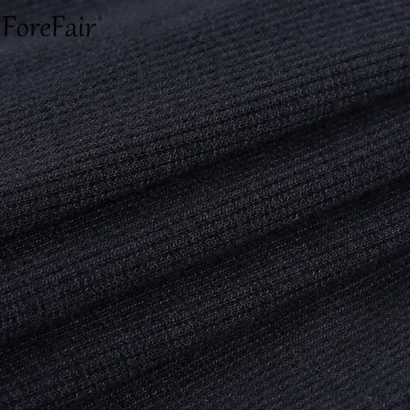 Forefair/повседневное черное платье с v-образным вырезом на молнии и длинным рукавом для женщин; сезон осень-зима; пикантные женские Клубные вечерние однотонные базовые облегающие мини-платья
