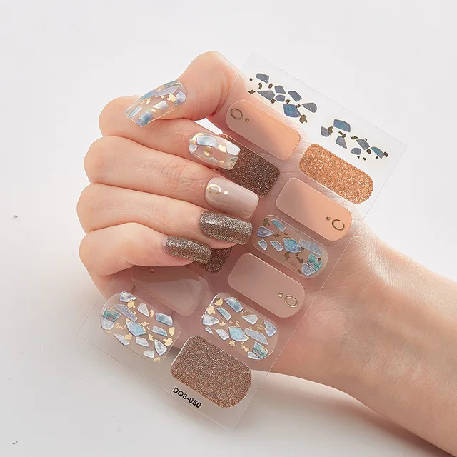 Four Sorts of Nail Stickers Fashion Nail Wraps Self Adhesive Manicure Decoracion Nail Strips Nail Sticker Set Nail Art DQ3-50