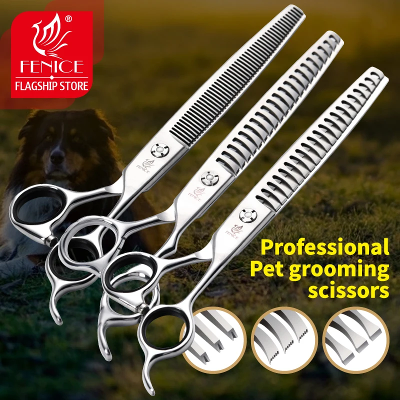 

Fenice 7.0 7.5 inch Pet Grooming Thinning Scissors Dog Chunker Shears for Pet Groomer Beautician Japan 440C