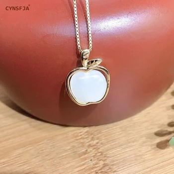

CYNSFJA Real Certified Natural Hetian Jade 925 Sterling Silver Fine Jewelry Amulets Apple Jade Pendants High Quality Best Gifts