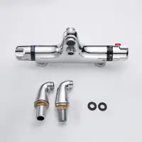 ทองเหลืองดาดฟ้าติดตั้งวาล์วผสม Thermostatic อุณหภูมิคงที่ควบคุมสองอ่างอาบน้ําก๊อกน้ําแตะเทอร์โมวาล์ว TR533 5