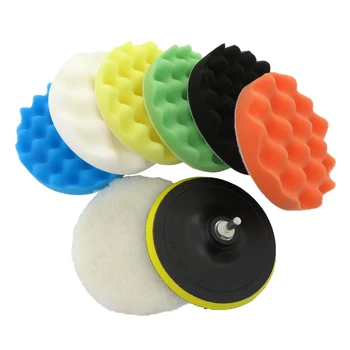 

AFree shipping 6 Inch Car Polishing Pads Kit Clean Sponge Waxing Buffing Pad M14 Thread 8Pcs Set