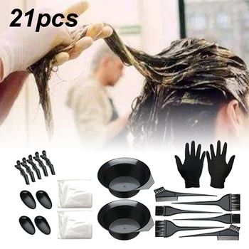 

21pcs/set Gloves DIY Bleaching Tools Practical Brush Tinting Bowl Multifunction Adults Hair Dye Coloring Kit Home Salon