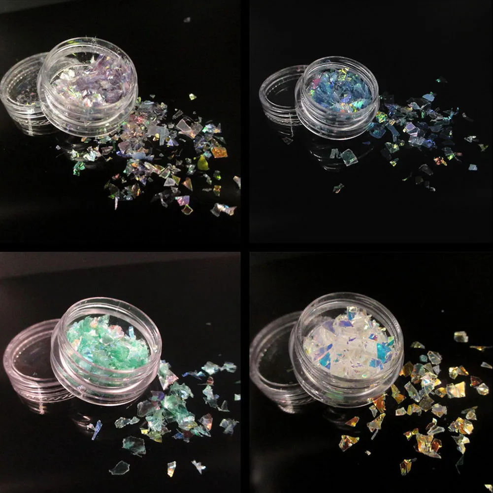 4 шт. стеклянная бумага в виде ракушки Флуоресцентный цвет целлофановые инструменты для украшения ногтей QRD88