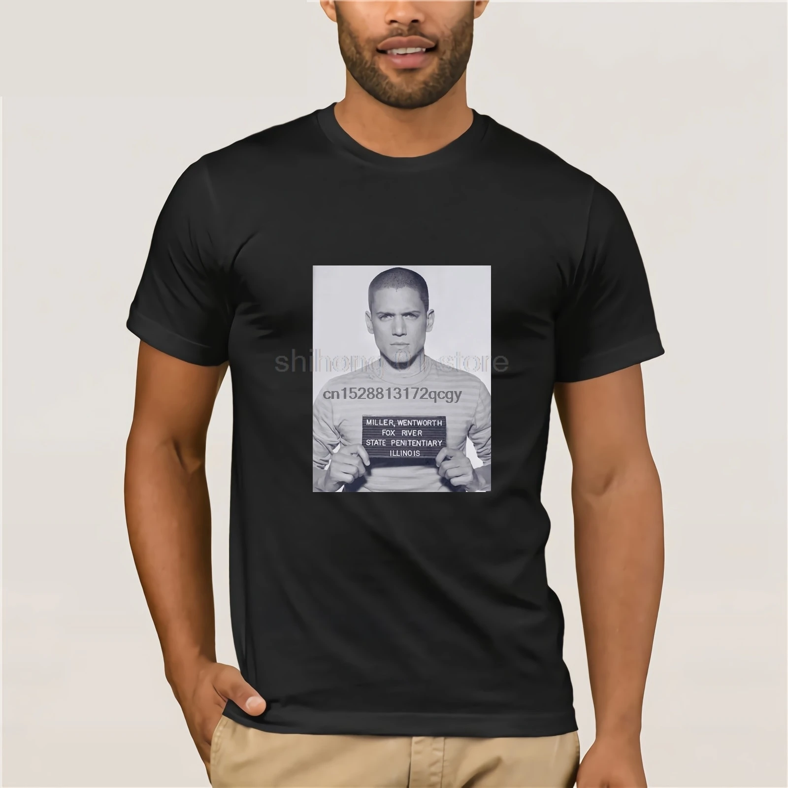 Мужская футболка летняя с принтом из мультфильма Майкл Скофилд модель Mugshot