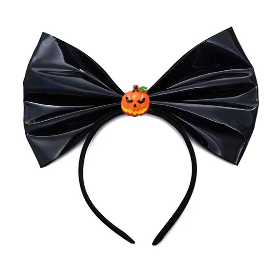 

12pcs Women Cute Party Pumpkin Skull Ghost Headband Black Big Bow Hair Hoop Decorative Headdress Role Play Halloween