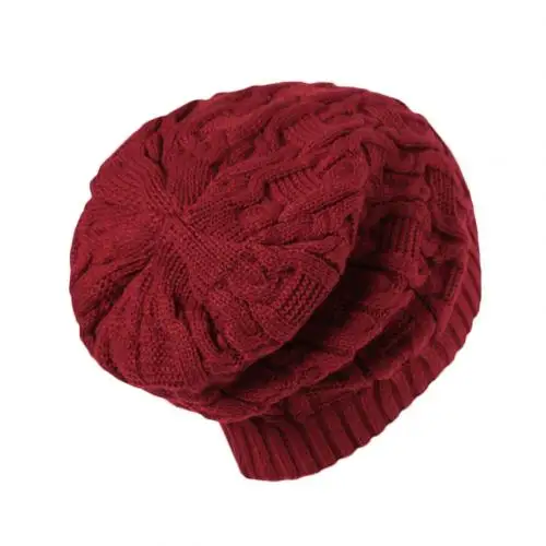Мужская и женская одноцветная Вязаная Шапка-бини, осенне-зимняя шапка для скейтборда, теплая уличная Женская двойная шерстяная шапка, Рождественский подарок - Цвет: Красный