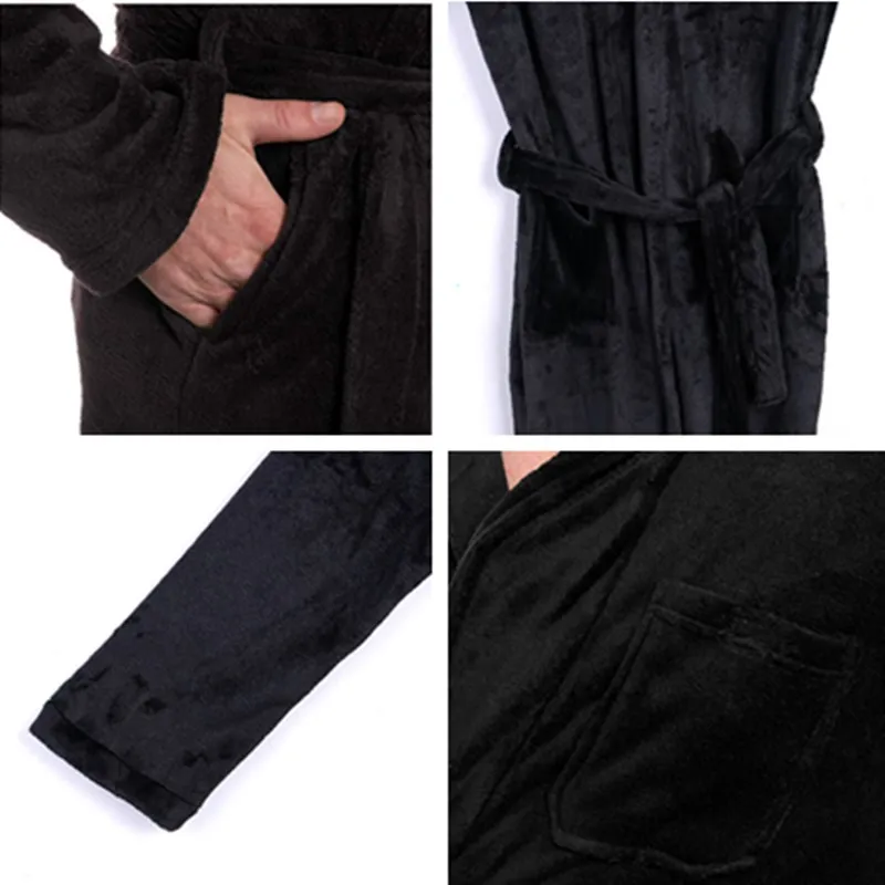 Кимоно, Мужская плюшевая шаль, халат, зимние теплые халаты, толстая удлиненная домашняя одежда для сна, халат с длинными рукавами, мужской Халат