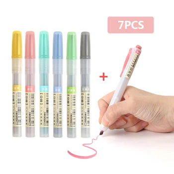 

7PCS/lot Highlighters Pen Pastel 24 Colors Pen Refill Ink Press Fluorescent Drawing Marker Pen Kawaii Stationery Art Suppliers