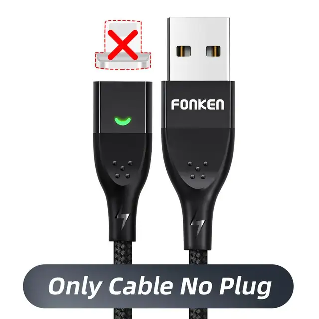 FONKEN Magnetic Cable Micro USB Type C Magnetic Charging Cables Magnetic Charger for iPhone Samsung Huawei Xiaomi Quick Charge Black Cable no Plug