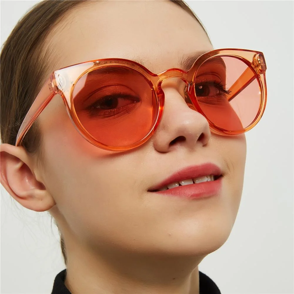 

2020 New Arriver Oversize big Retro Muti-color Frame Sunglasses Material Round Shape Sunglasses Women Quay Gafas raves Driving