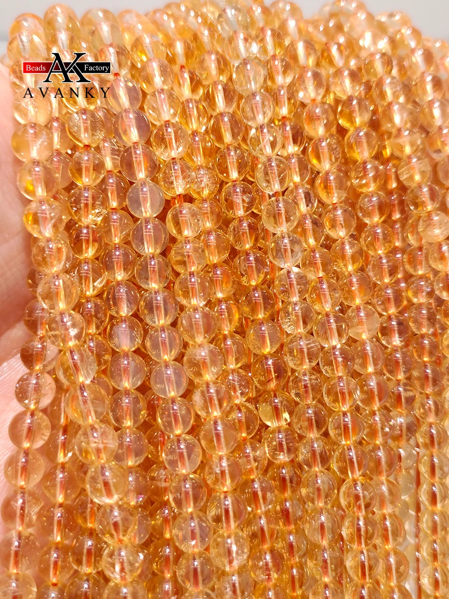 5A Natural Round Gemstone Citrine Crystal Beads Loose Spacer For Jewelry Making DIY Necklace Bracelet 15'' 6 8 10mm Wholesale