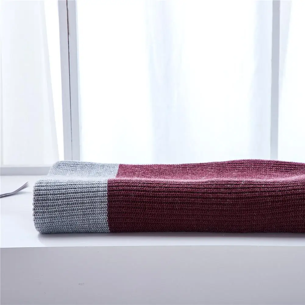 Brand Plaid Blanket Throw Cashmere Crochet Soft Wool Scarf Shawl Portable Warm Sofa Bed Fleece Knitted Burgundy Blanket Brown
