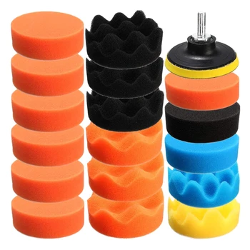 

19Pcs Car Foam Drill Polishing Pad Kit for Car Polisher + M10 Drill adapters 3 Inch Sealing Glaze Waxing Buffing Pads Set